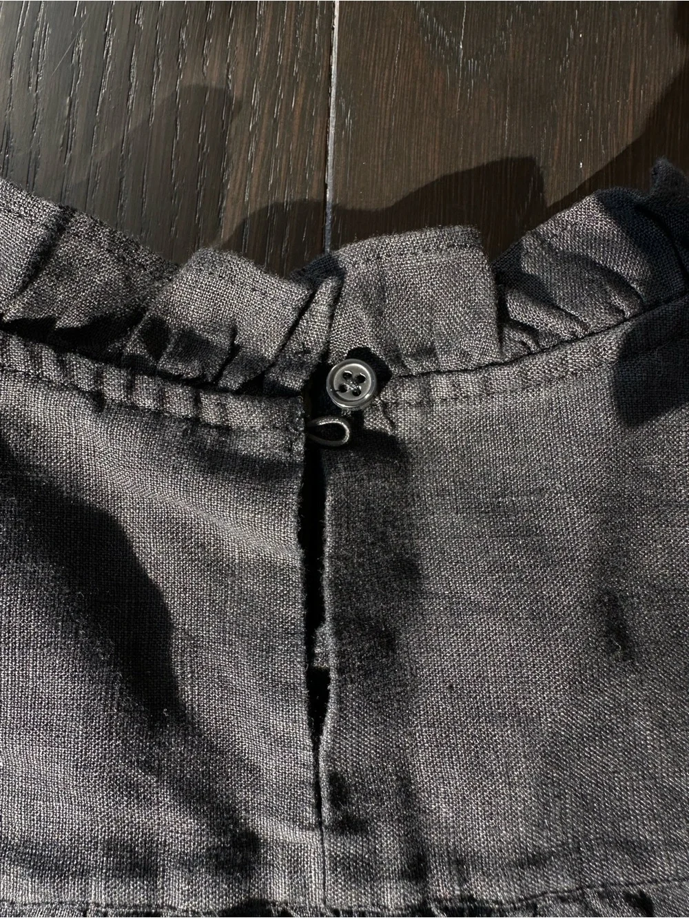 J. Crew Black Short-Sleeve Smocked Yoke Blouse
